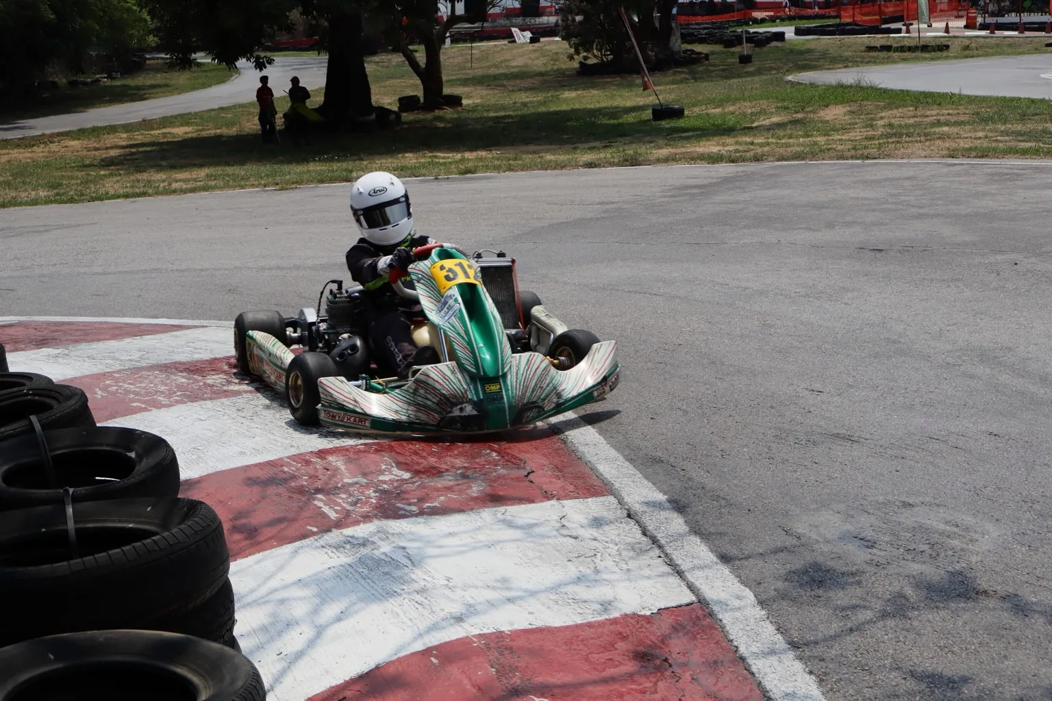 Kart verde tomando curva